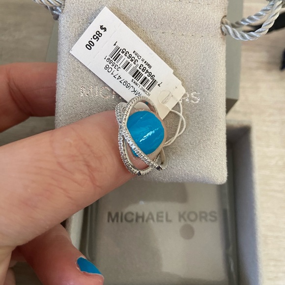 Jewelry - Michael Kors Silver Pave X Ring Size 8